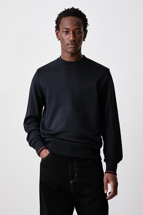 Fred Perry Bluza męska bawełniana granatowa M7535