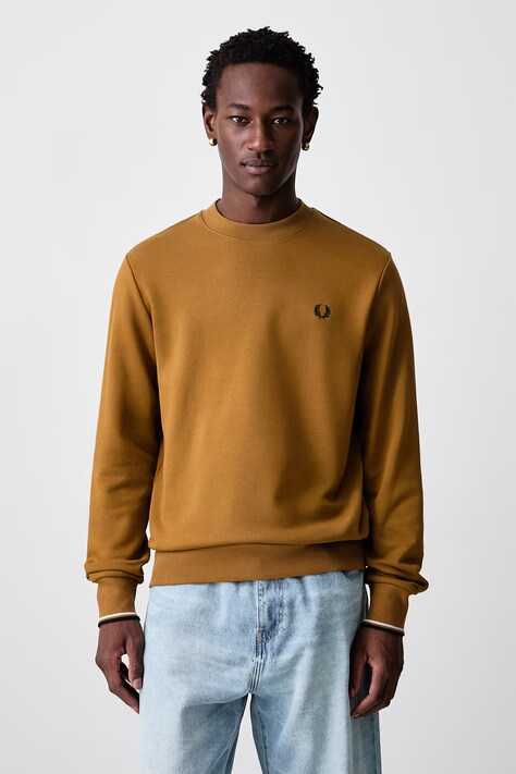 Fred Perry Bluza męska bawełniana brązowa M7535