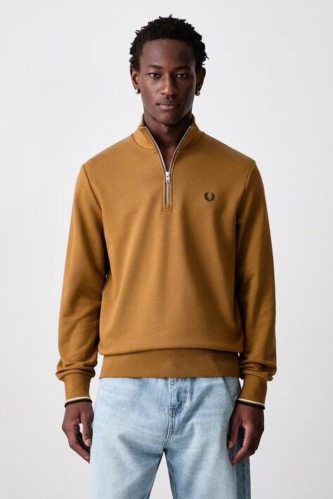 Fred Perry Bluza męska bawełniana brązowa M3574