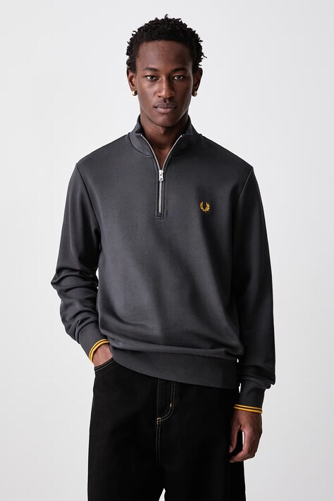 Fred Perry Bluza męska bawełniana szara M3574