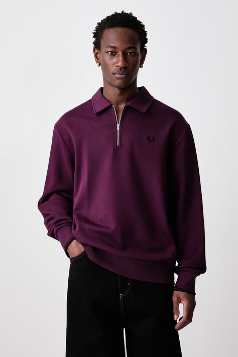Fred Perry Bluza męska bawełniana fioletowa M2426
