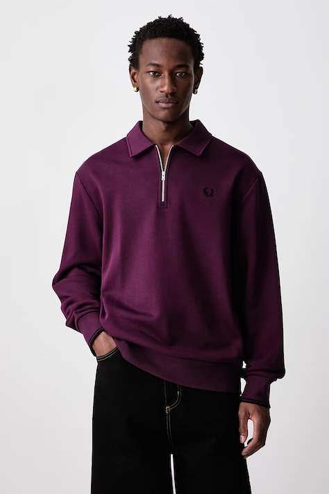 Fred Perry Bluza męska bawełniana fioletowa M2426