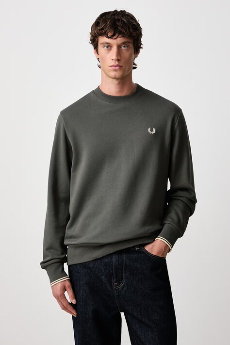 Fred Perry Bluza męska bawełniana zielona M7535