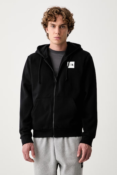 The North Face dukserica na zakopčavanje s kapuljačom za muškarce s pamukom Box Regular crna NF0A8JAZJK31