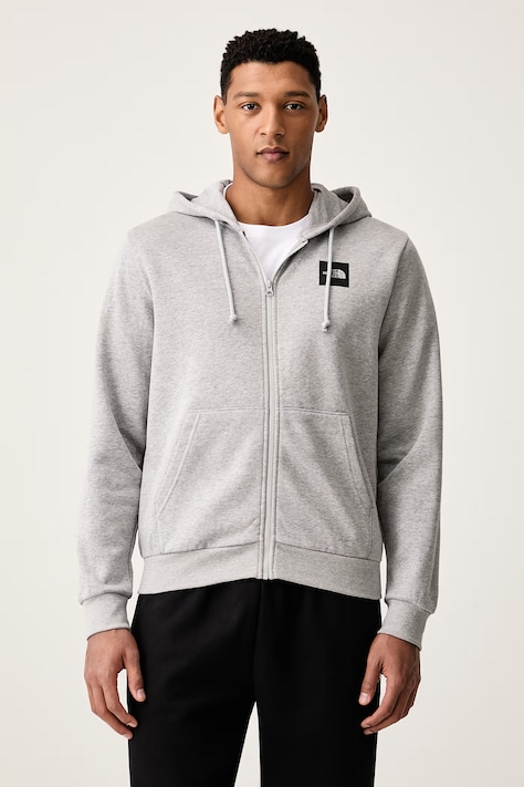 The North Face Dukserica na zakopčavanje s kapuljačom za muškarce s pamukom Box Regular siva NF0A8JAZCQO1