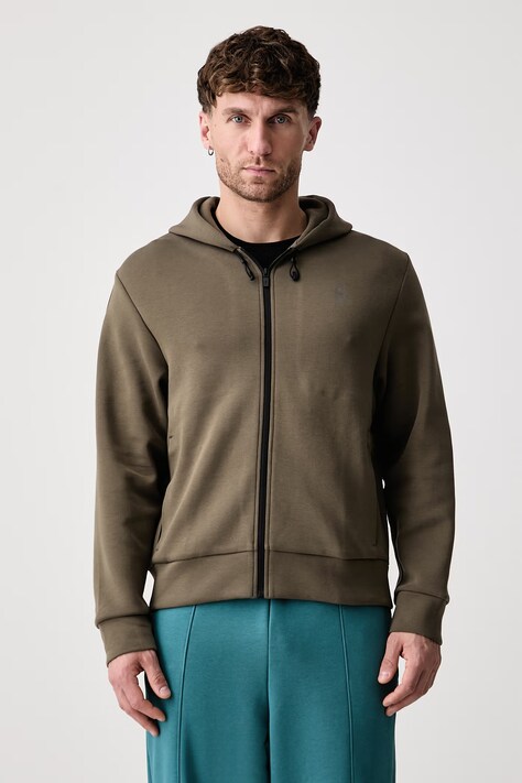 On Bluza rozpinana z kapturem męska z bawełną Focus Tech zielona 1MF30304966
