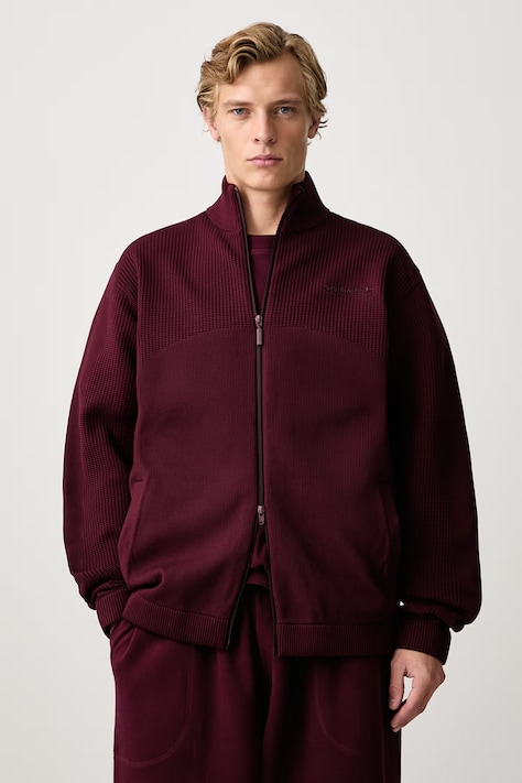 adidas Originals Cutline Knitted zip-up sweatshirt men's maroon KQ9445