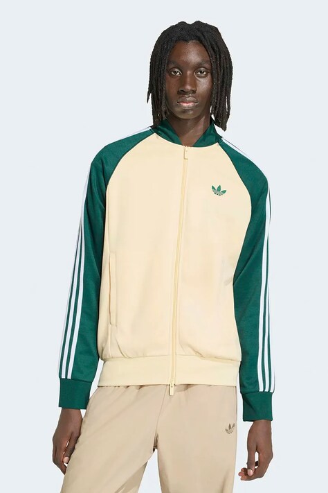 adidas Originals Dukserica na zakopčavanje za muškarce s pamukom bež KT5038
