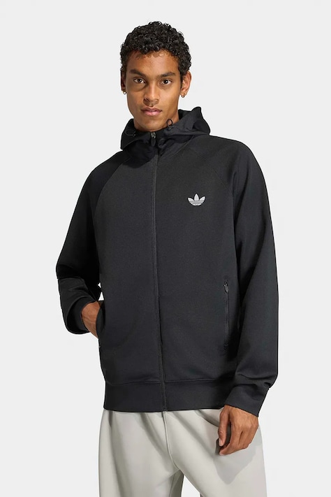 adidas Originals Bluza rozpinana z kapturem męska Trefoil Essentials Spacer czarna KT4620