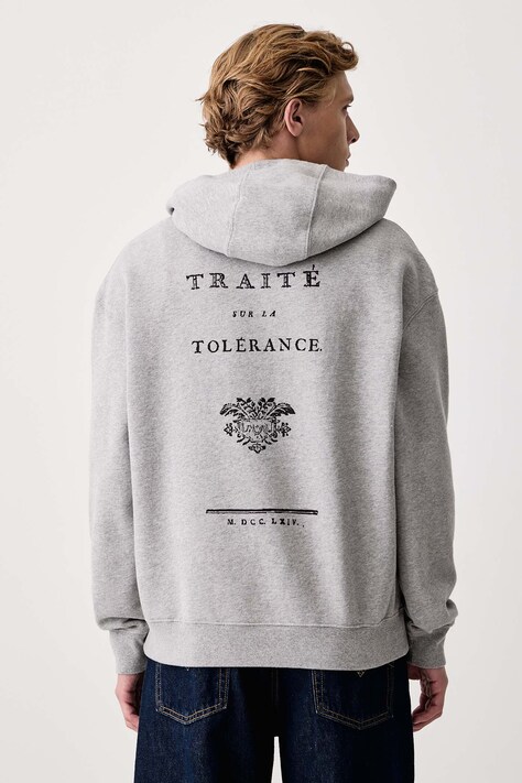 Zadig&Voltaire Bluza z kapturem męska z bawełną SWEELO szara JMSS01384