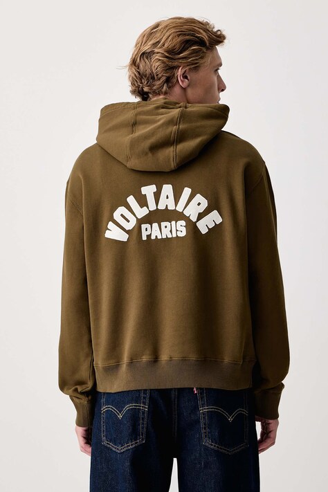 Zadig&Voltaire Dukserica sa kapuljačom za muškarce od pamuka SACHA zelena JMSS01314