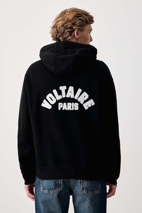 Zadig&Voltaire Mikina s kapucňou pánska bavlnená SACHA čierna JMSS01314