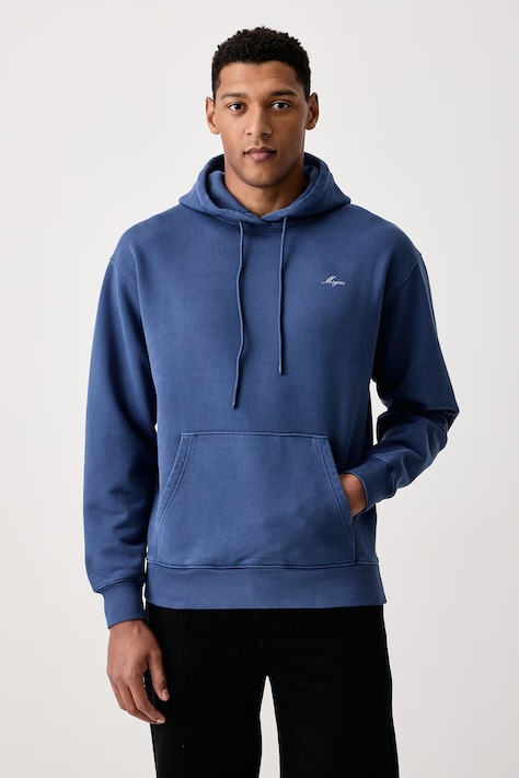 MSGM Bluza z kapturem męska bawełniana niebieska 4140MM132SE.267573