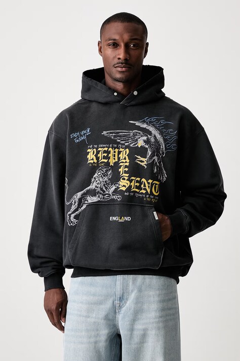 Represent bluza z kapturem bawełniana męska czarna MLM101185