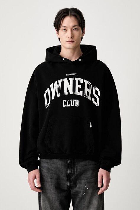 Represent bluza z kapturem bawełniana męska czarna OCM100044