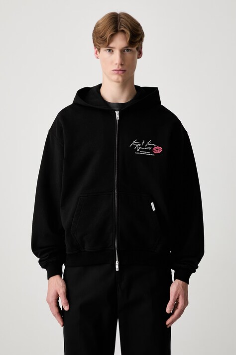 Represent bluza rozpinana z kapturem bawełniana męska czarna MLM101150