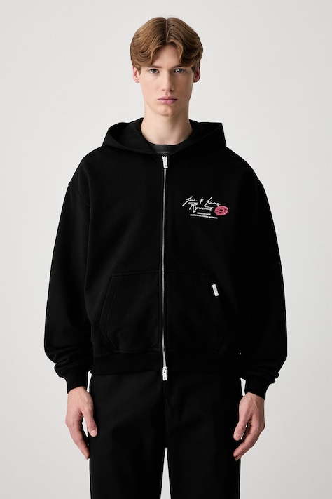 Represent bluza rozpinana z kapturem bawełniana męska czarna MLM101150