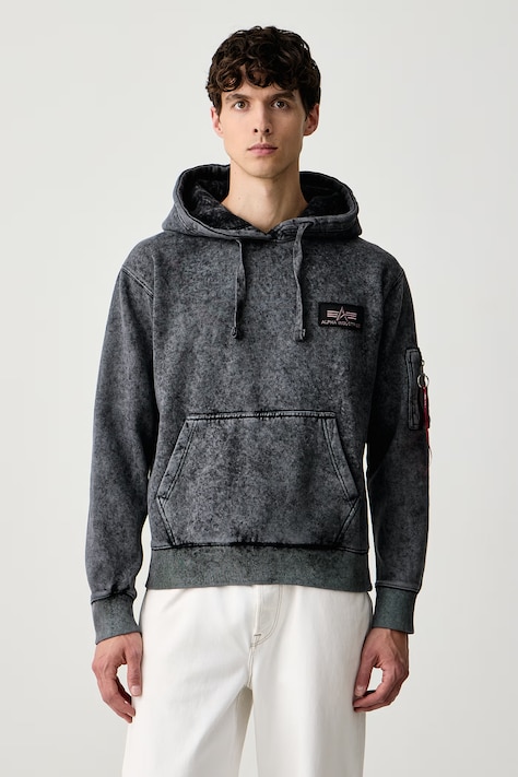 Alpha Industries Μπλούζα με κουκούλα ανδρική με βαμβάκι Backprint Vintage γκρί 178318V