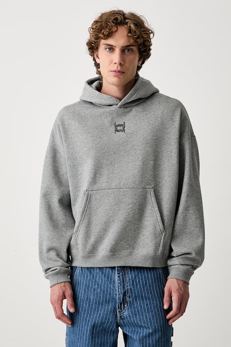 Puma hanorac cu glugă pentru bărbați cu bumbac FUNDAMENTALS gri 694546