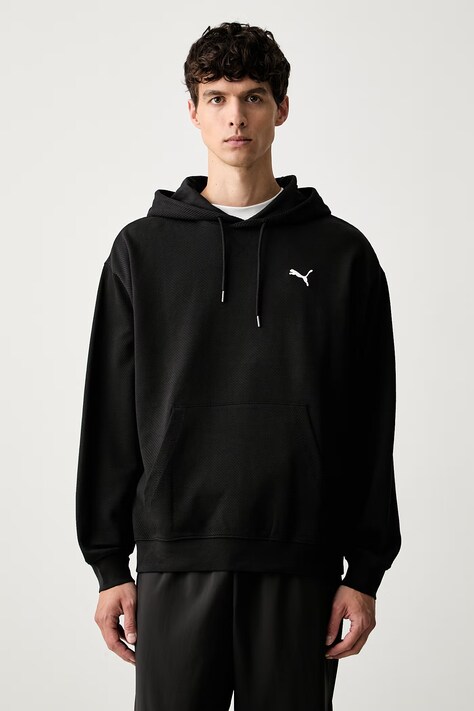 Puma bluza z kapturem męska z bawełną Essentials Elevated czarna 694309