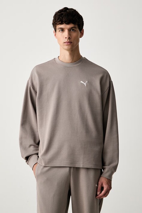 Puma bluza męska z bawełną Essentials Elevated beżowa 694308