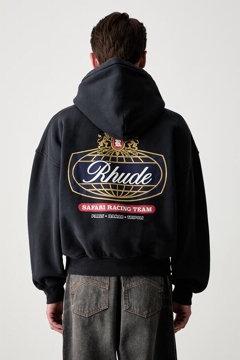 RHUDE bluza z kapturem bawełniana męska czarna RHPF26HO02012