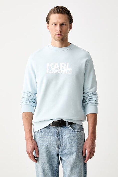 Karl Lagerfeld bluza męska bawełniana niebieska 563917.705780