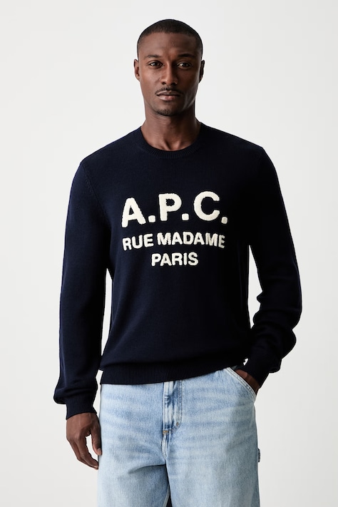 A.P.C. Maurice sweter wełniany męski granatowy WVAXU.H23493