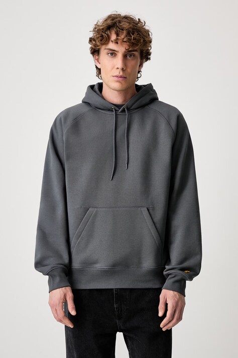 Carhartt WIP Hooded Chase bluza z kapturem męska z bawełną turkusowa I033661