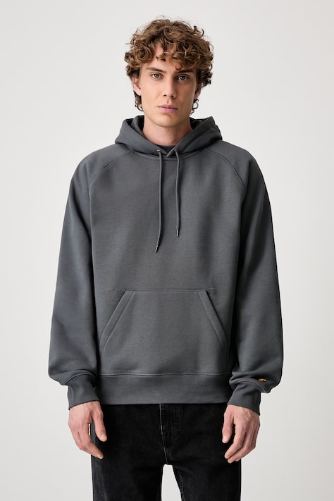 Carhartt WIP Hooded Chase bluza z kapturem męska z bawełną turkusowa I033661