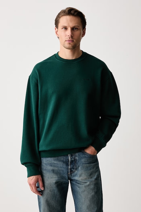 Levi's Суичър мъжки с памук SWEATS CREW зелен A1572