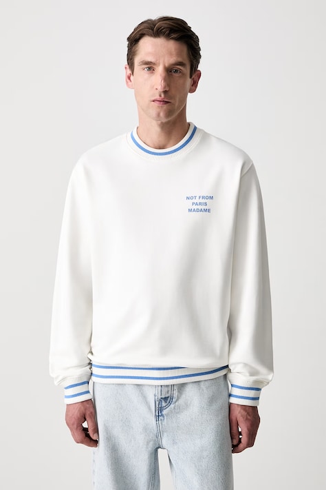Drôle de Monsieur Sport Slogan bluza bawełniana męska biała L-SW140-CO127