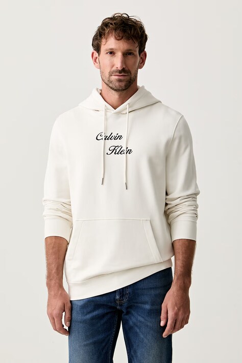 Calvin Klein Jeans bluza z kapturem męska bawełniana beżowa LV04RG271G