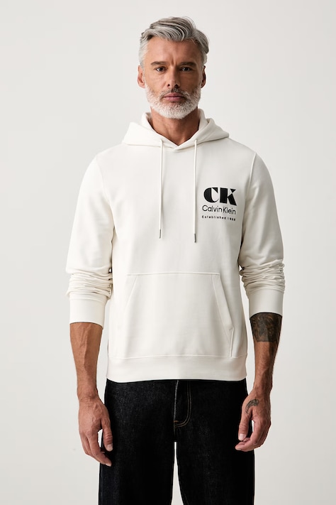 Calvin Klein Jeans bluza z kapturem męska bawełniana beżowa LV04RG273G
