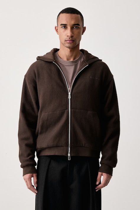PS Paul Smith Bluza rozpinana z kapturem męska bawełniana brązowa M2R-A229-W22823