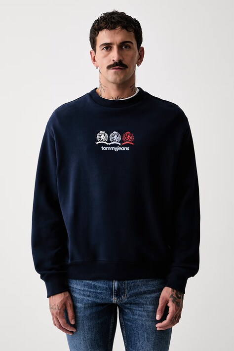 Tommy Jeans μπλούζα ανδρική βαμβακερή σκούρα μπλε DM0DM23383