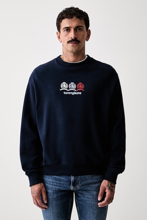 Tommy Jeans μπλούζα ανδρική βαμβακερή σκούρα μπλε DM0DM23383