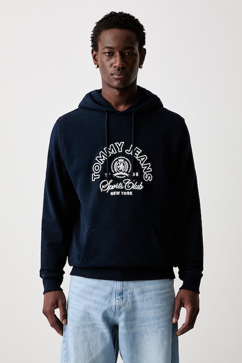 Tommy Jeans μπλούζα με κουκούλα ανδρική βαμβακερή σκούρα μπλε DM0DM23153