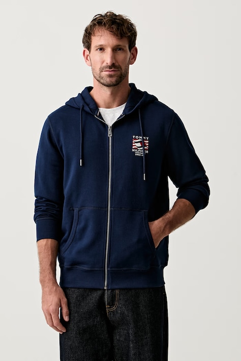 Tommy Hilfiger bluza z kapturem męska bawełniana granatowa MW0MW43382