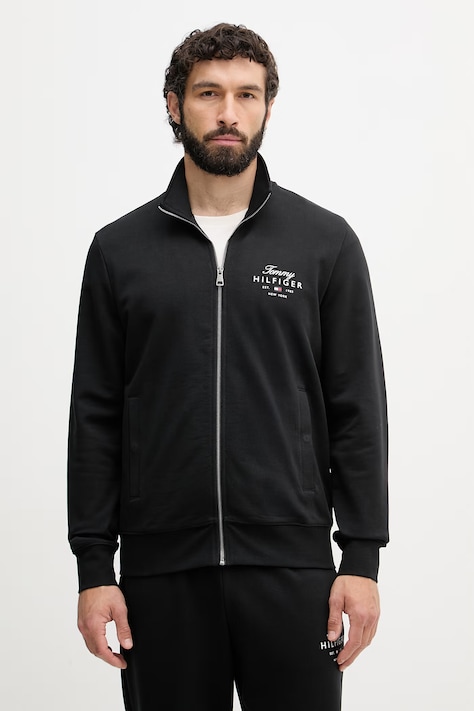 Tommy Hilfiger rozepínací mikina dámská bavlněná černá MW0MW43219