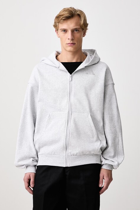 adidas Rozepínací mikina s kapucí pánská bavlněná šedá KW2323
