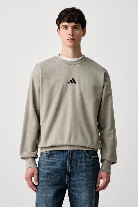 adidas Bluza oversize męska z bawełną Essentials Feelcozy zielona KF2370