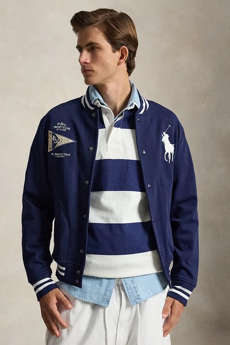 Polo Ralph Lauren bluza męska z bawełną granatowa 710B20012