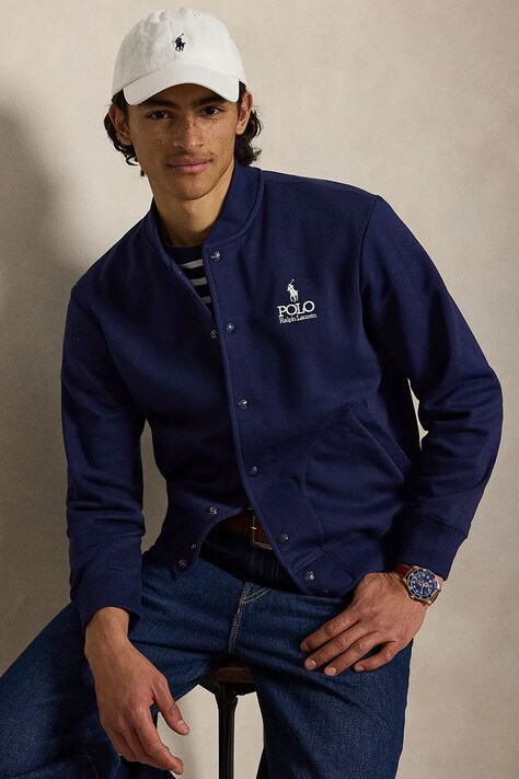 Polo Ralph Lauren bluza rozpinana męska z bawełną granatowa 710B20169