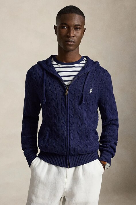 Polo Ralph Lauren kardigan męski bawełniany granatowy 710B18057