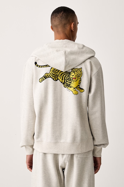 Kenzo Bluza z kapturem męska bawełniana szara FG65HO2764MX