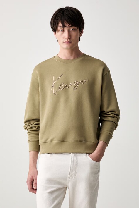 Kenzo bluza męska bawełniana zielona FG65SW2704MJ