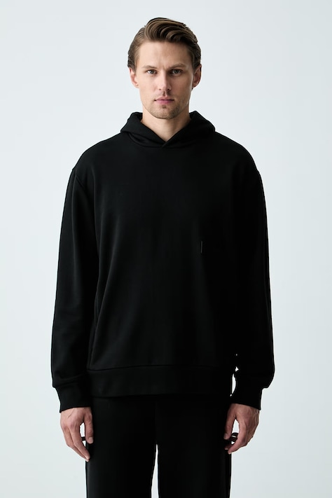 BOSS Green кофта с капюшоном мужская хлопковая SW_Hoodie чёрная 50564113