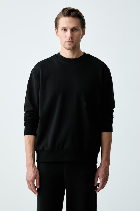 BOSS Green dukserica muška s pamukom SW_Crewneck crna 50564103
