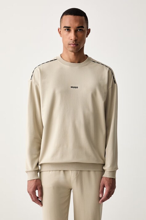 HUGO loungwear mikina pánská s bavlnou NOAH SWEATSHIRT béžová 50566160